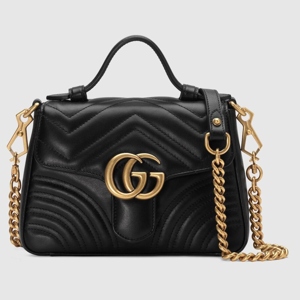 Authentic Gucci Marmont Small Top Handle Bag in Black